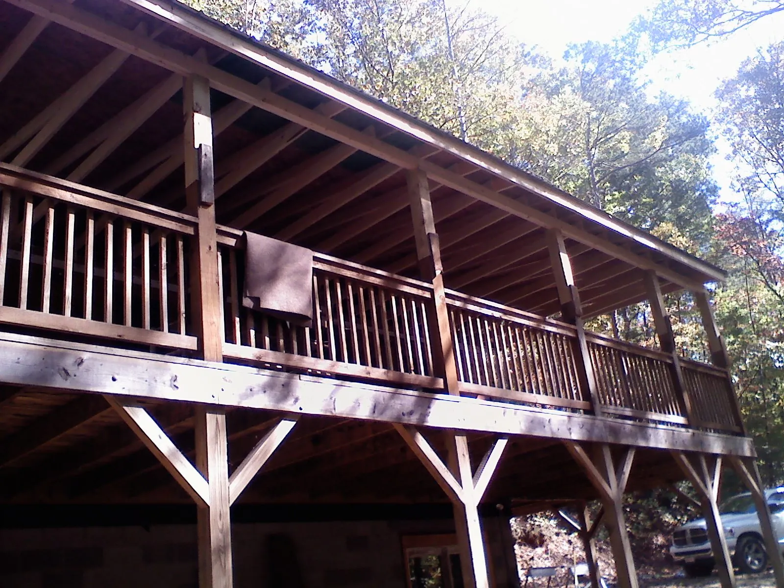 Timber framing under a new elevated porch and deck — Roof Leak Repair in Blue River by Roofing Brothers